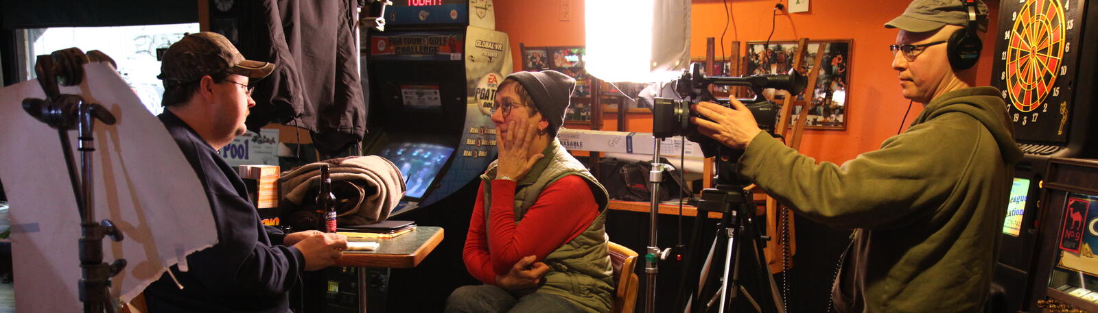 photo of julia reichert and steve bognar interviewing and filming