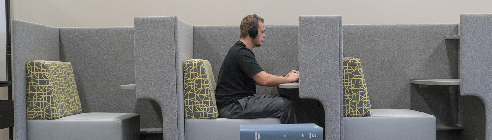 photo of a student studying in the library