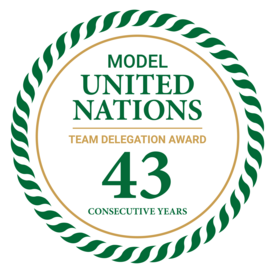 model united nations team delegation award 43 consecutive years